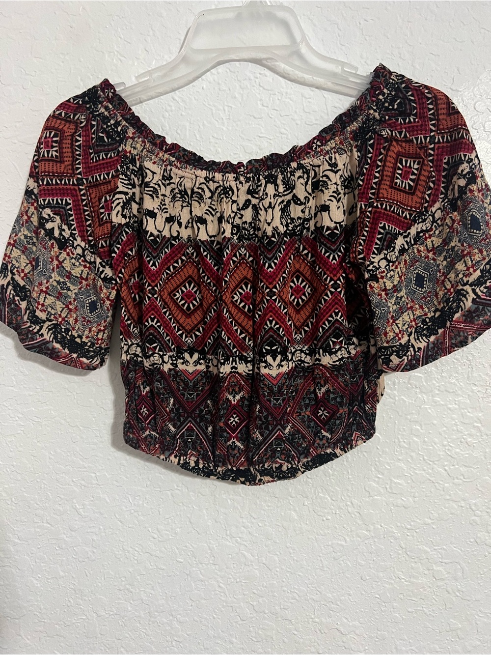 Gypsy Rose Womens Crop Top Sz S  Multicolor Stretch Off the Shoulder #630